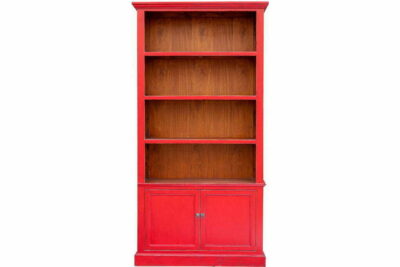 ארון ספרים אדום מעץ