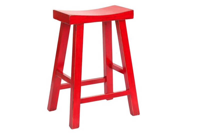 כסא בר אדום מעץ מלא
